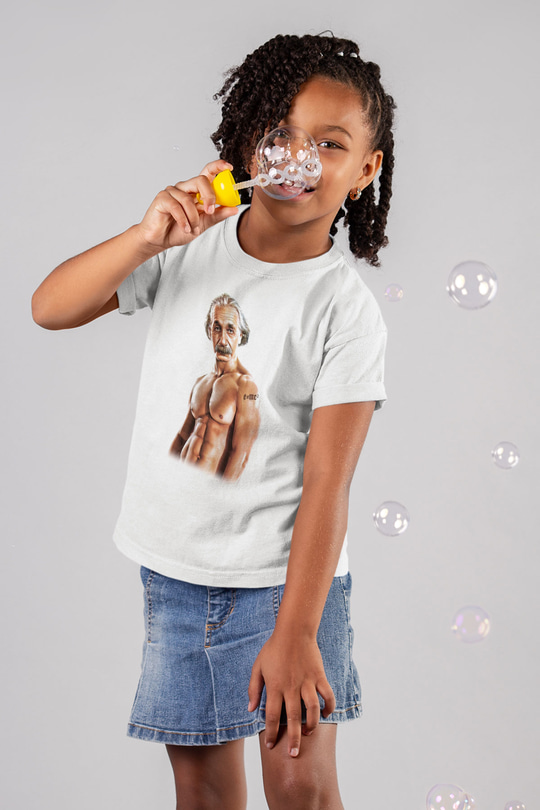 Einstein Baskılı Beyaz Unisex Çocuk Tişört
