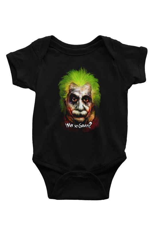 Einstein Baskılı Siyah Bebek Body - Zıbın