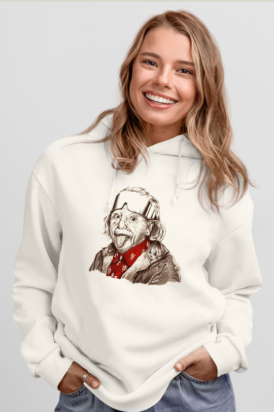 Einstein Beyaz Unisex Kapşonlu Sweatshirt