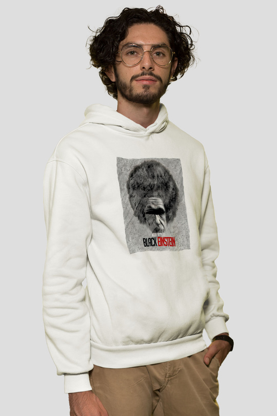 Einstein Beyaz Unisex Kapüşonlu Sweatshirt