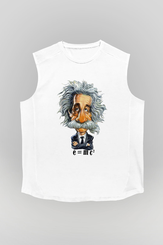 Einstein Beyaz Unisex Kolsuz Tişört