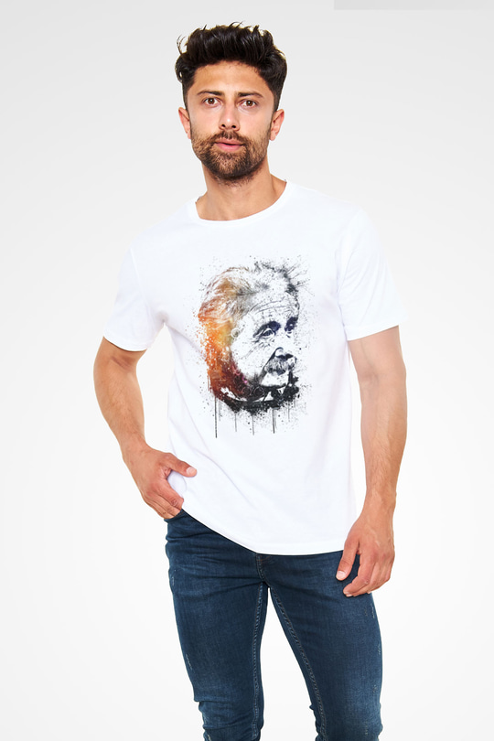 Einstein Beyaz Unisex Tişört T-Shirt - TişörtFabrikası