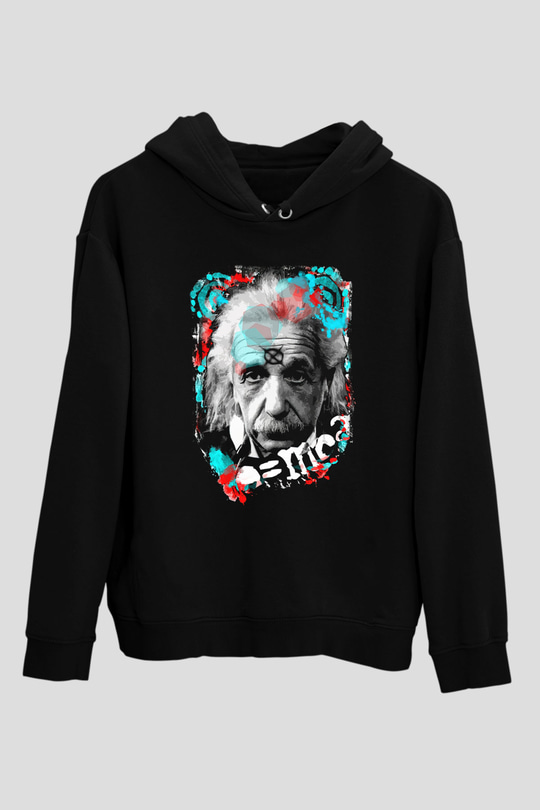 Einstein Siyah Unisex Hoodie