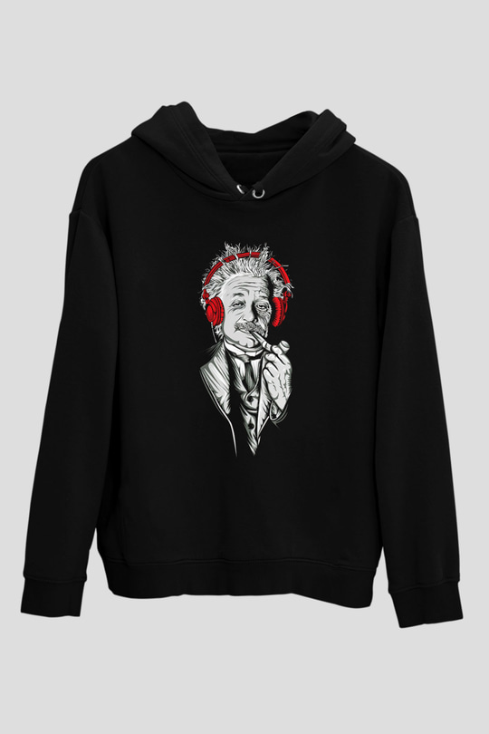 Einstein Siyah Unisex Hoodie