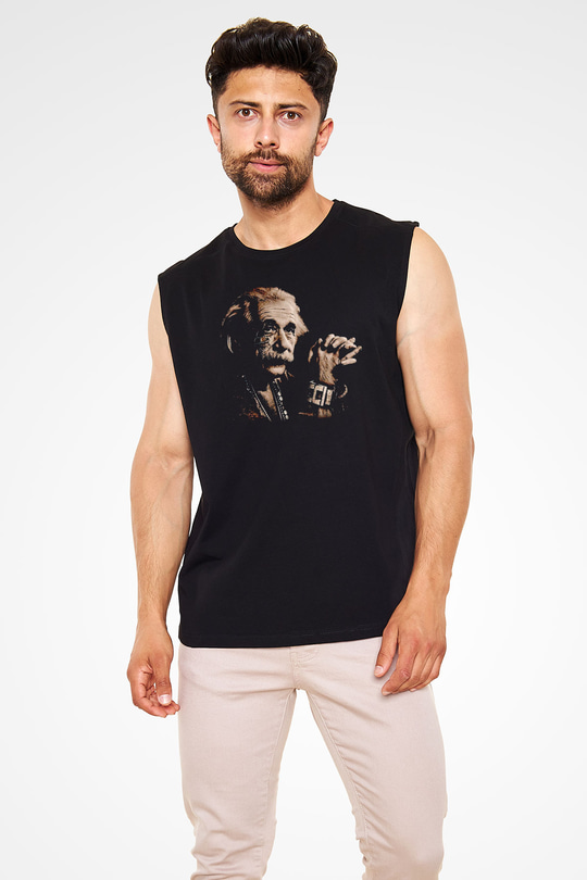Einstein Siyah Unisex Kolsuz Tişört