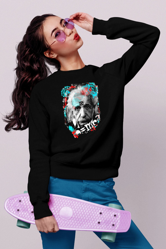 Einstein Siyah Unisex Sweatshirt