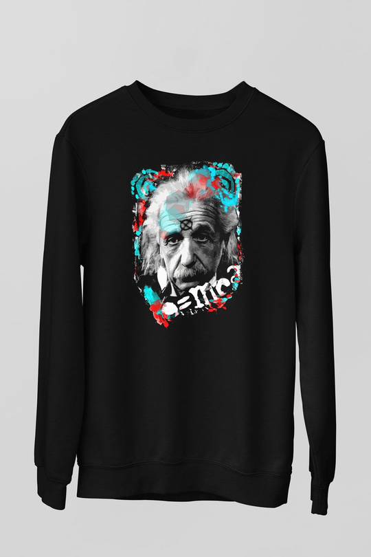 Einstein Siyah Unisex Sweatshirt