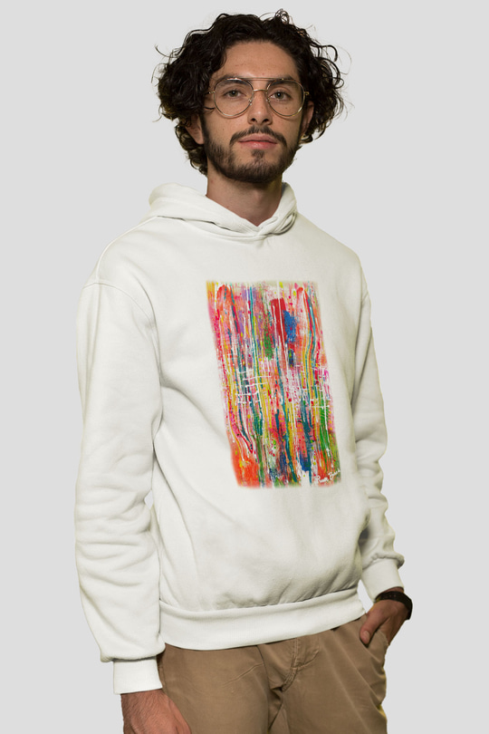Ekspresyonizm Beyaz Unisex Kapşonlu Sweatshirt