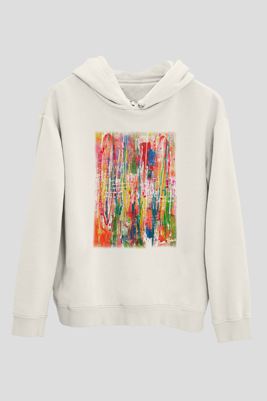 Ekspresyonizm Beyaz Unisex Kapşonlu Sweatshirt