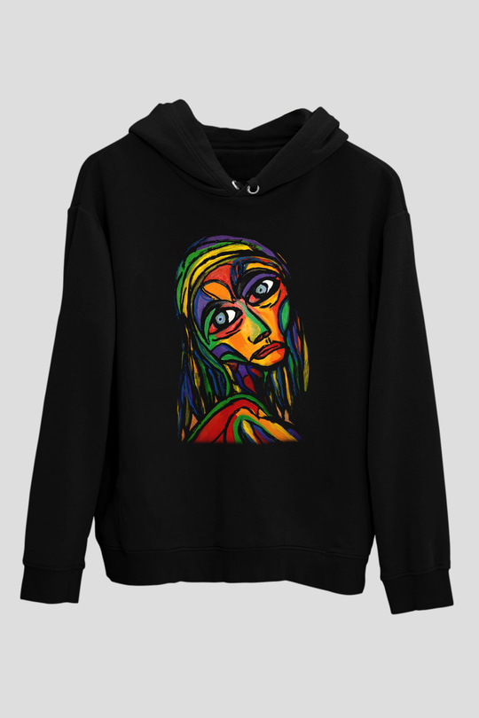 Ekspresyonizm Siyah Unisex Hoodie