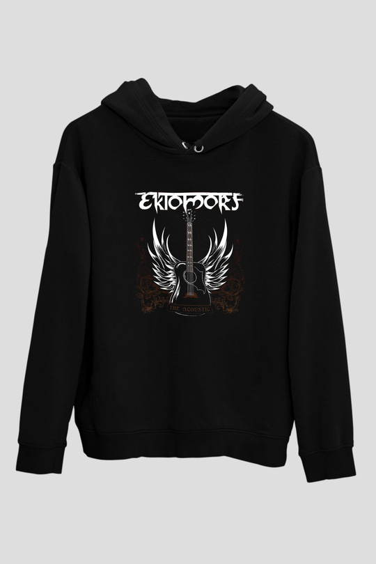 Ektomorf Baskılı Unisex Siyah Hoodie