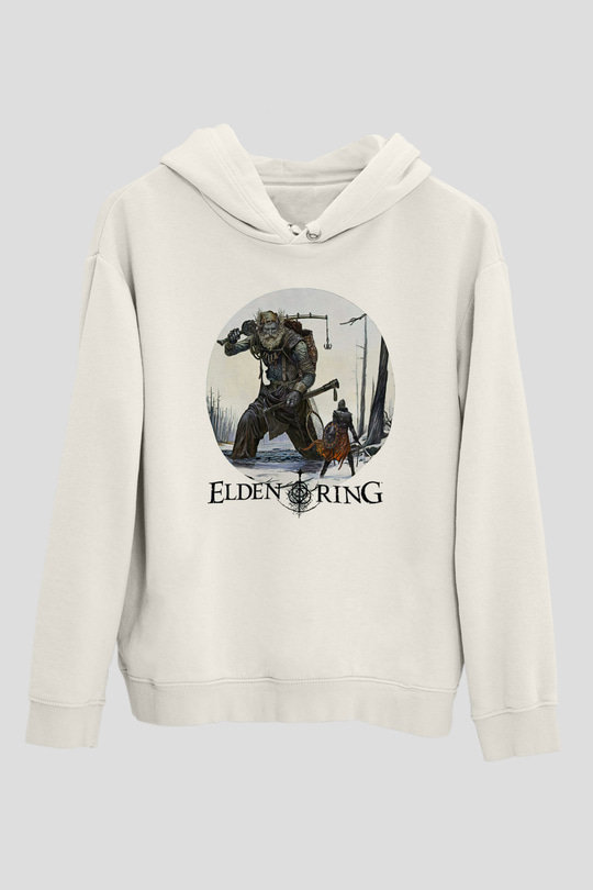 Elden Ring Baskılı Beyaz Unisex Kapüşonlu Sweatshirt