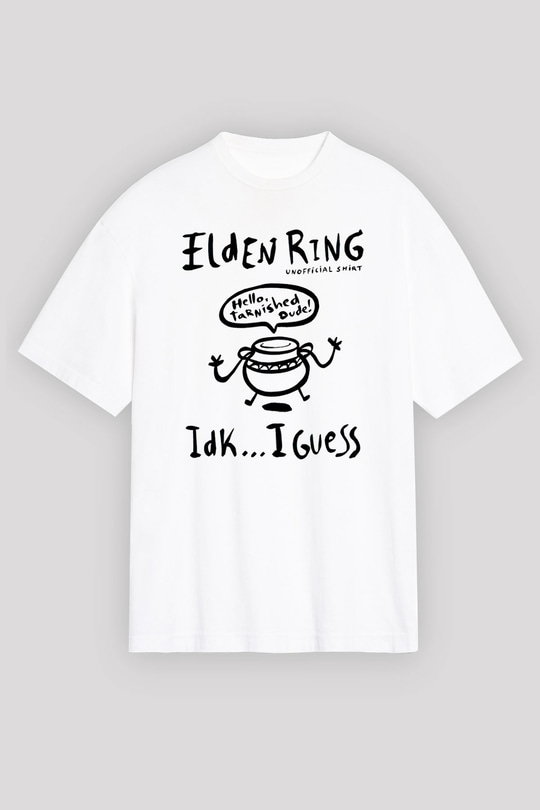Elden Ring Baskılı Beyaz Unisex Oversize Tişört - Tshirt