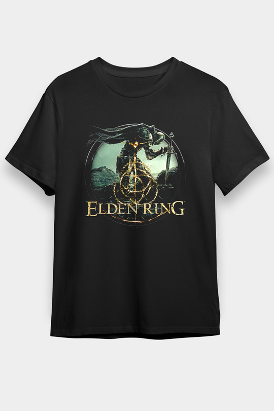 Elden Ring Baskılı Unisex Siyah Tişört - Tshirt