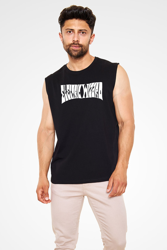 Electric Wizard Baskılı Unisex Siyah Kolsuz Tişört - Tshirt
