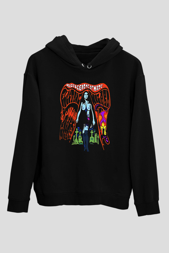 Electric Wizard Baskılı Unisex Siyah Kapüşonlu Sweatshirt