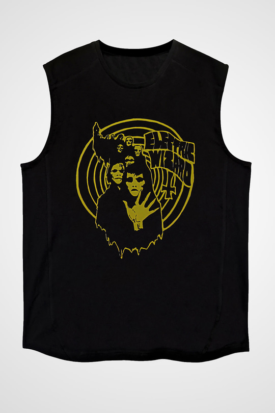 Electric Wizard Baskılı Unisex Siyah Kolsuz Tişört - Tshirt
