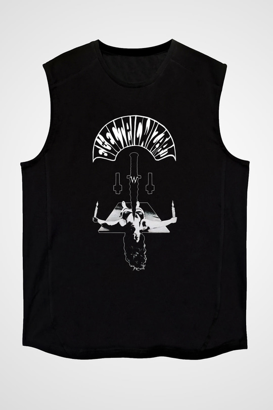 Electric Wizard Baskılı Unisex Siyah Kolsuz Tişört - Tshirt
