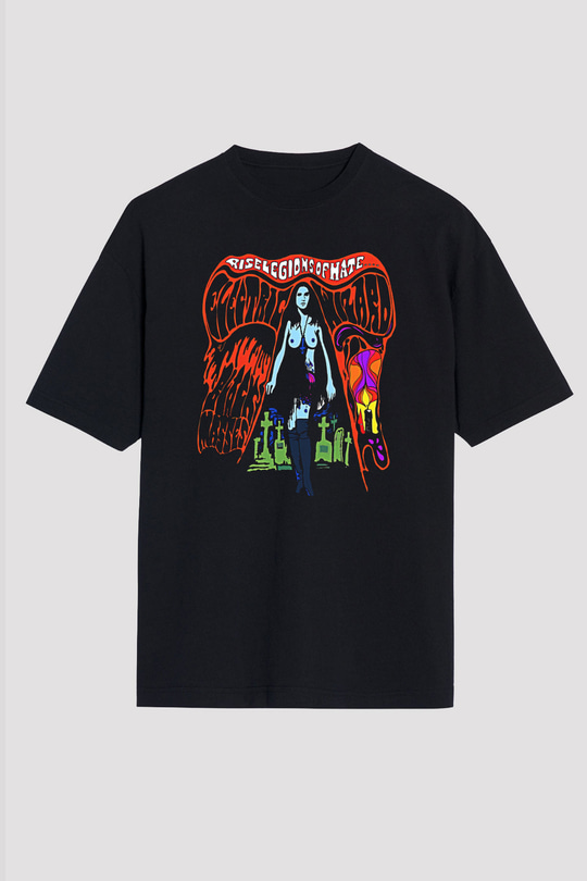 Electric Wizard Baskılı Unisex Siyah Oversize Tişört - Tshirt