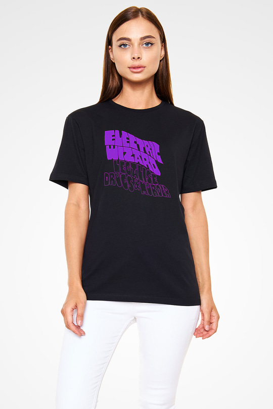 Electric Wizard Baskılı Unisex Siyah Tişört - Tshirt