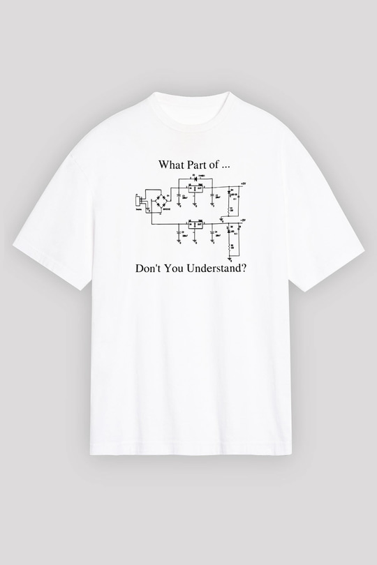 Elektrik Mühendis Baskılı Unisex Oversize Beyaz Tişört - Tshirt