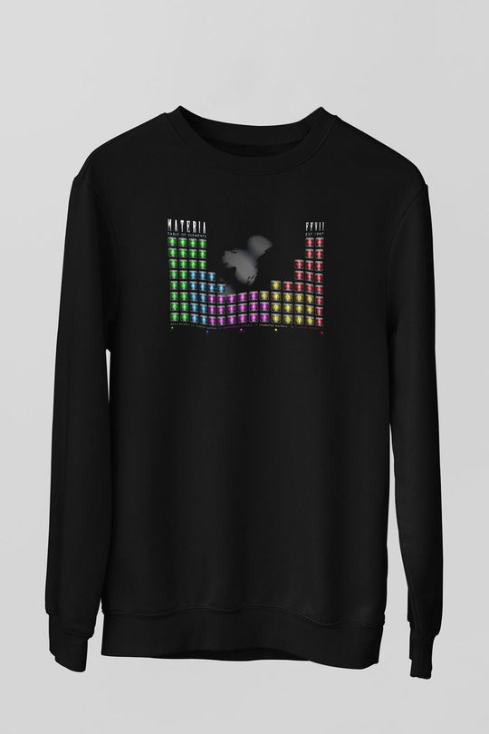 Elementler Baskılı Unisex Siyah  Sweatshirt