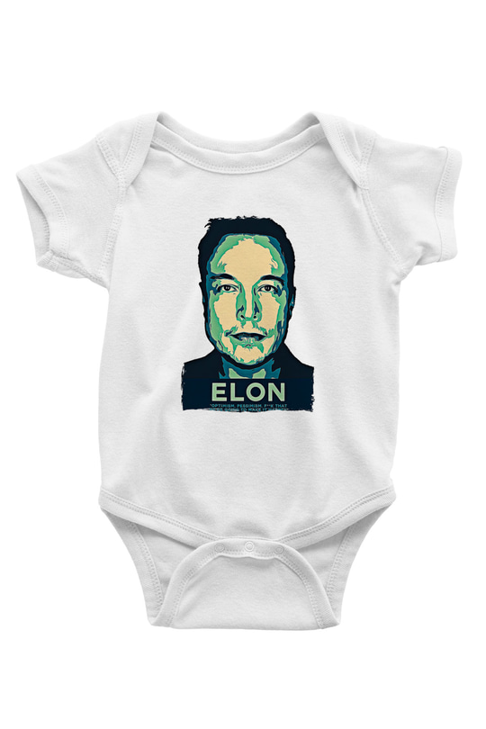 Elon Musk Baskılı Beyaz Unisex Bebek Body - Zıbın