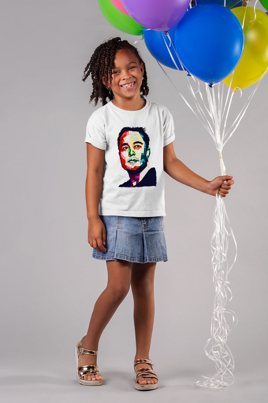 Elon Musk Baskılı Beyaz Unisex Beyaz Çocuk Tişört - Tshirt