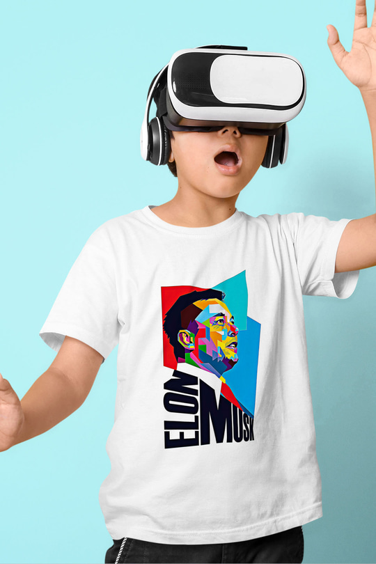 Elon Musk Baskılı Beyaz Unisex Beyaz Çocuk Tişört - Tshirt