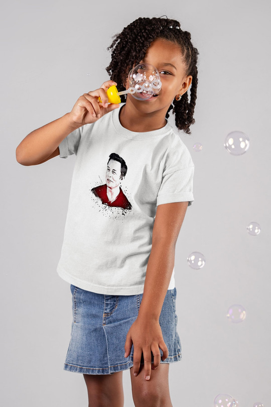 Elon Musk Baskılı Beyaz Unisex Beyaz Çocuk Tişört - Tshirt