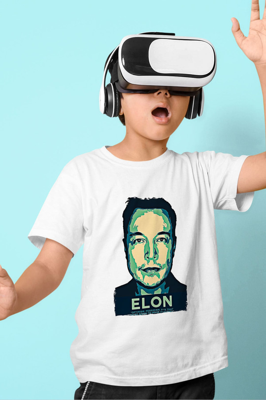 Elon Musk Baskılı Beyaz Unisex Beyaz Çocuk Tişört - Tshirt