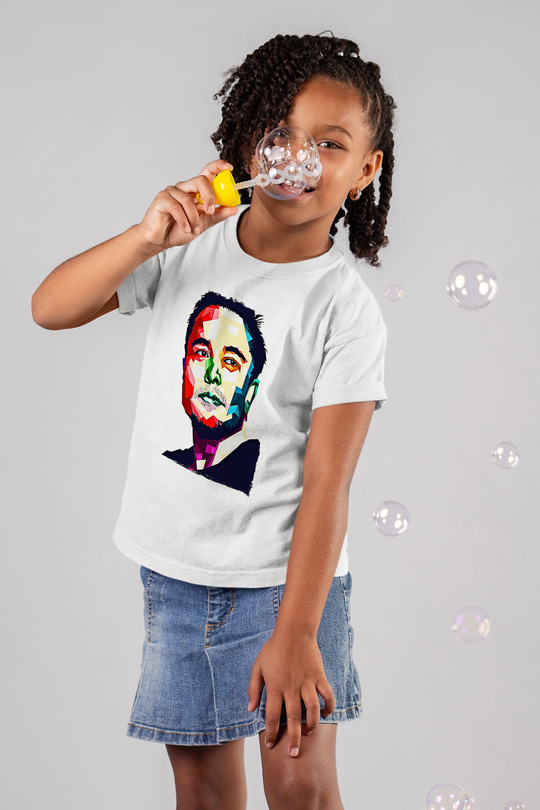 Elon Musk Baskılı Beyaz Unisex Beyaz Çocuk Tişört - Tshirt