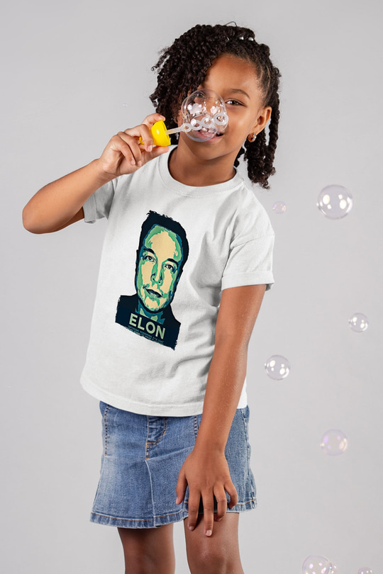 Elon Musk Baskılı Beyaz Unisex Beyaz Çocuk Tişört - Tshirt