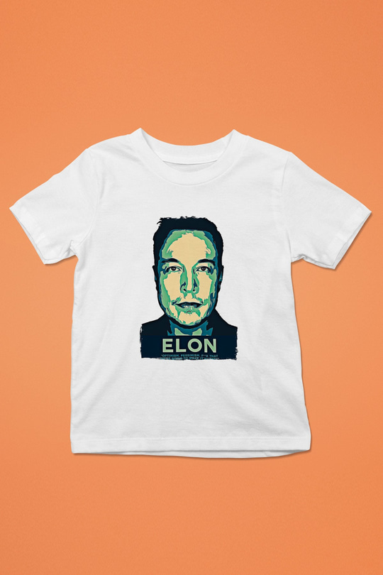 Elon Musk Baskılı Beyaz Unisex Beyaz Çocuk Tişört - Tshirt
