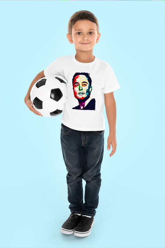Elon Musk Baskılı Beyaz Unisex Beyaz Çocuk Tişört - Tshirt