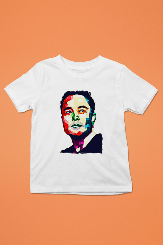 Elon Musk Baskılı Beyaz Unisex Beyaz Çocuk Tişört - Tshirt