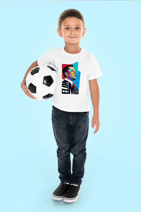 Elon Musk Baskılı Beyaz Unisex Beyaz Çocuk Tişört - Tshirt