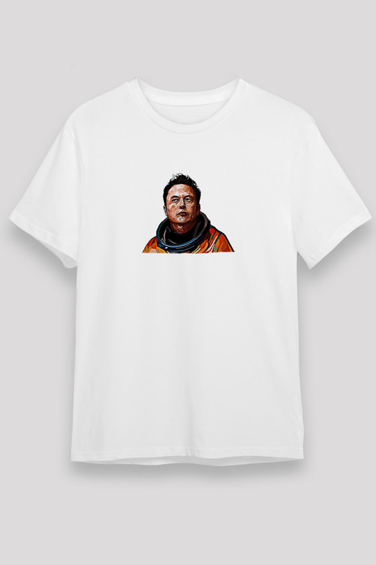 Elon Musk Baskılı Unisex Beyaz Tişört - Tshirt
