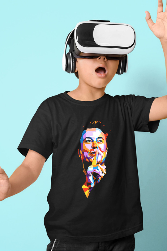 Elon Musk Baskılı Unisex Siyah Çocuk Tişört - Tshirt