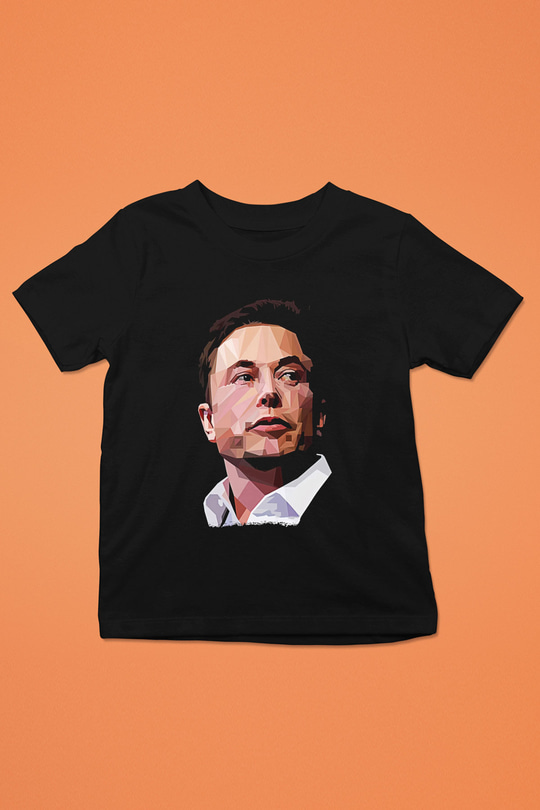 Elon Musk Baskılı Unisex Siyah Çocuk Tişört - Tshirt