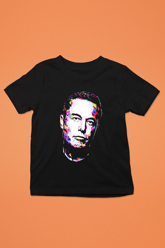 Elon Musk Baskılı Unisex Siyah Çocuk Tişört - Tshirt