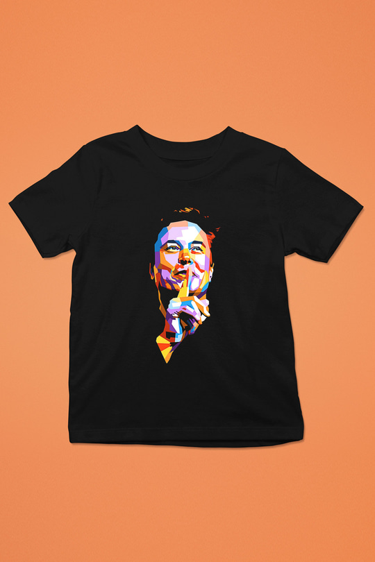 Elon Musk Baskılı Unisex Siyah Çocuk Tişört - Tshirt