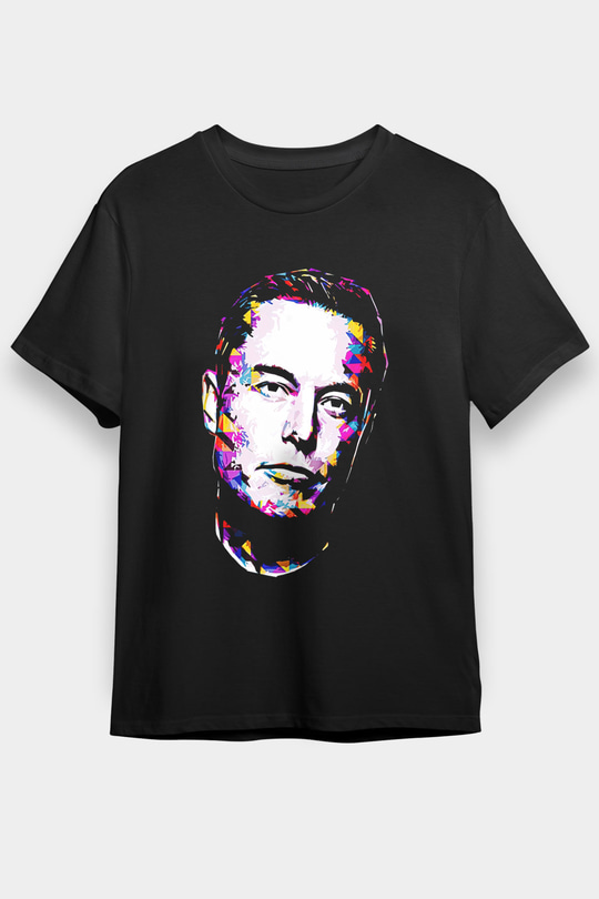 Elon Musk Baskılı Unisex Siyah Tişört - Tshirt