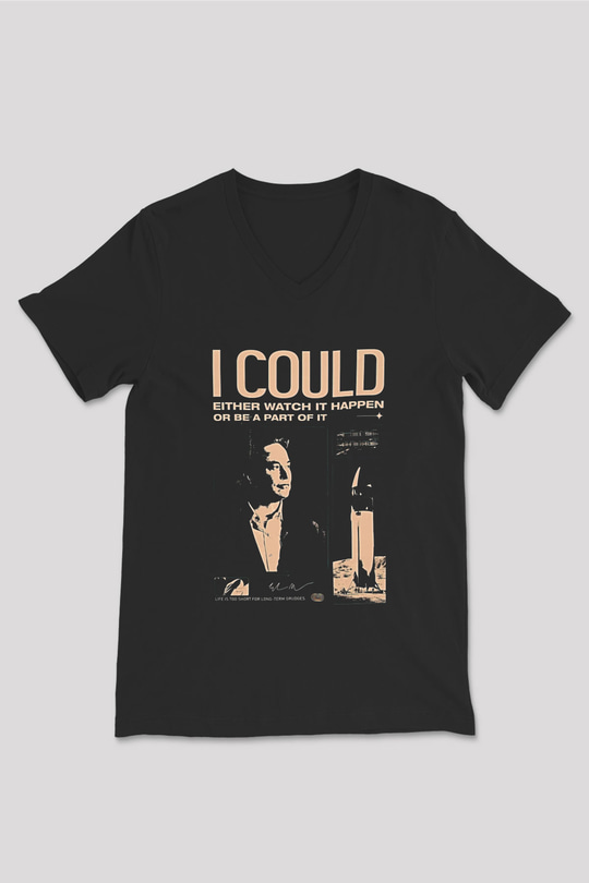 Elon Musk Baskılı Unisex Siyah V Yaka Tişört - Tshirt