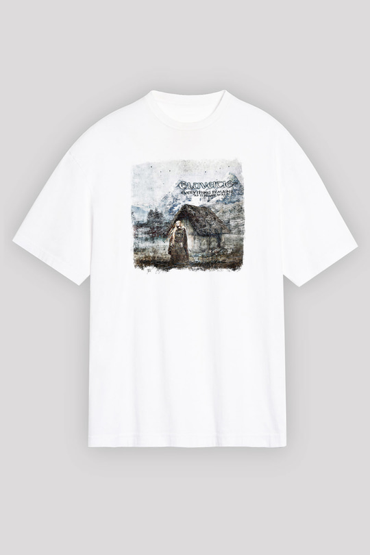 Eluveitie Baskılı Unisex Beyaz Oversize Tişört