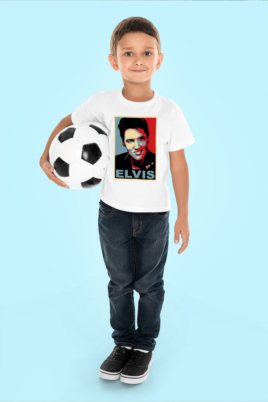 Elvis Presley Baskılı Beyaz Unisex Çocuk Tişört