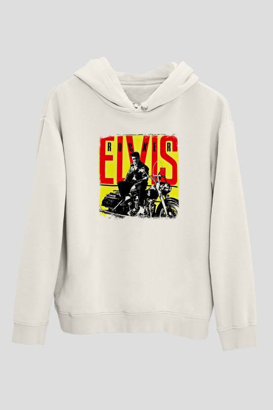 Elvis Presley Baskılı Unisex Beyaz Hoodie
