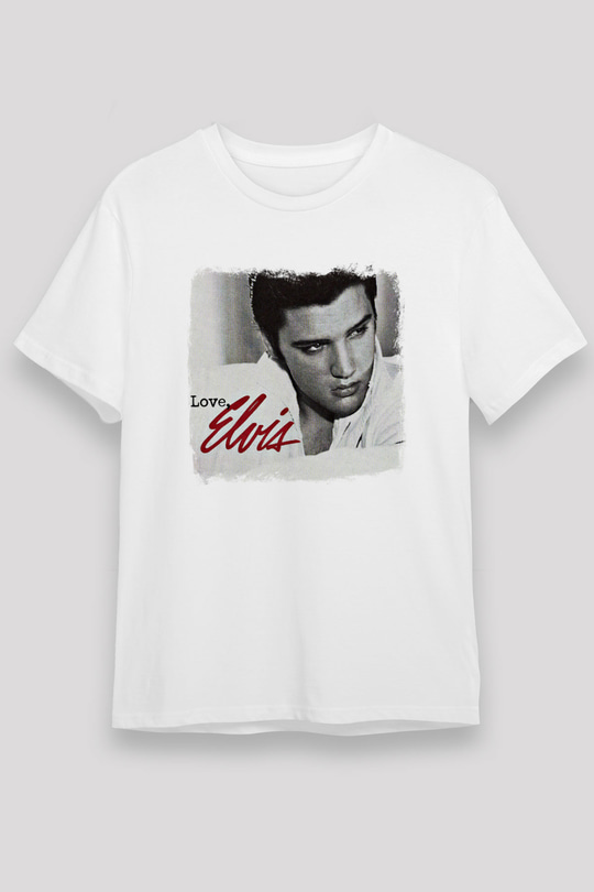 Elvis Presley Baskılı Unisex Beyaz Tişört