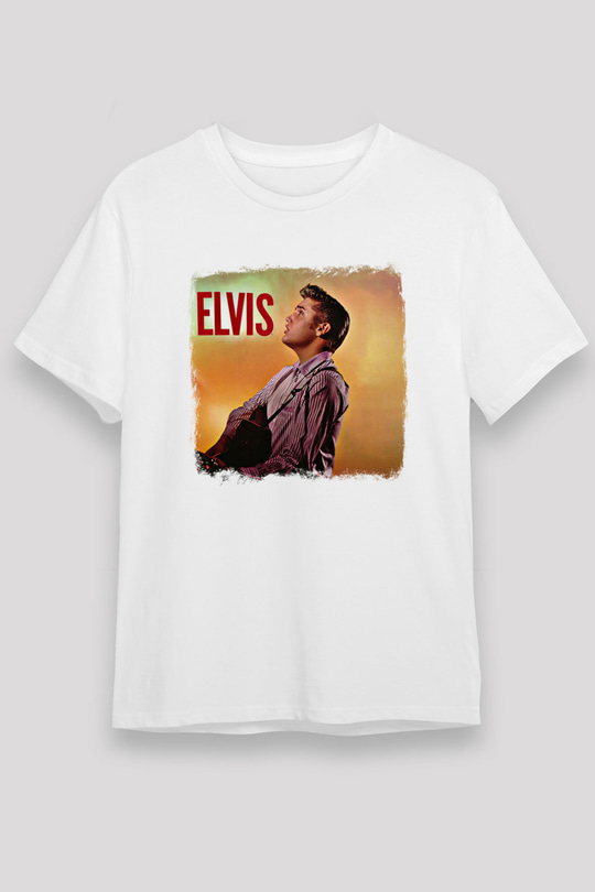 Elvis Presley Baskılı Unisex Beyaz Tişört