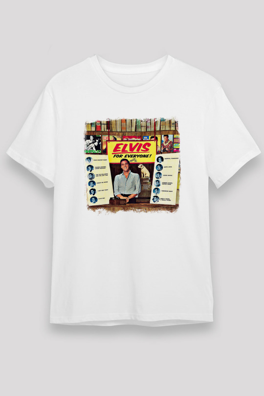 Elvis Presley Baskılı Unisex Beyaz Tişört
